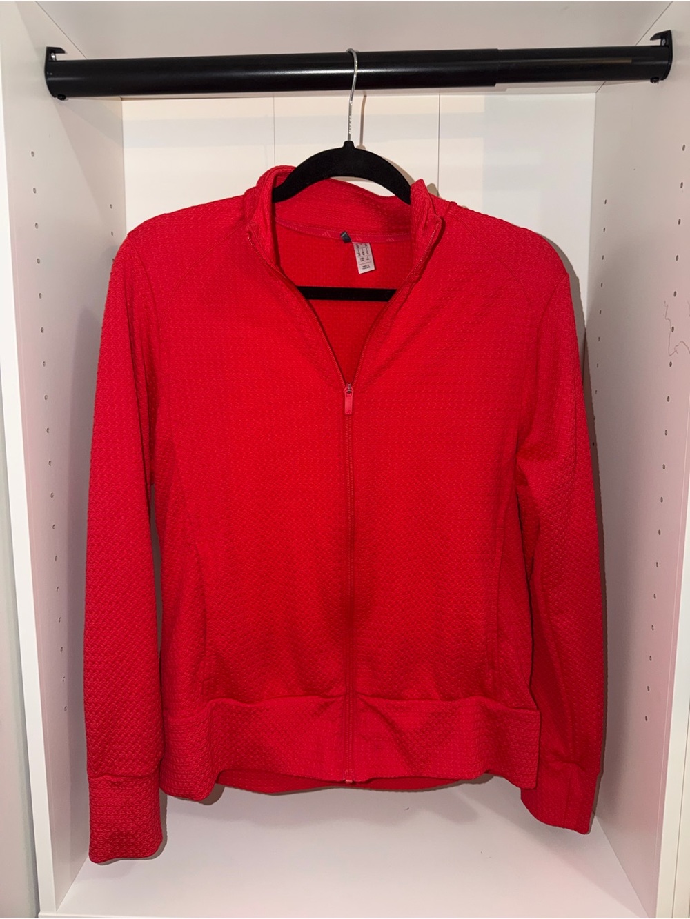 adidas Women's Bright Red Textured Full-Zip Bomber Jacket